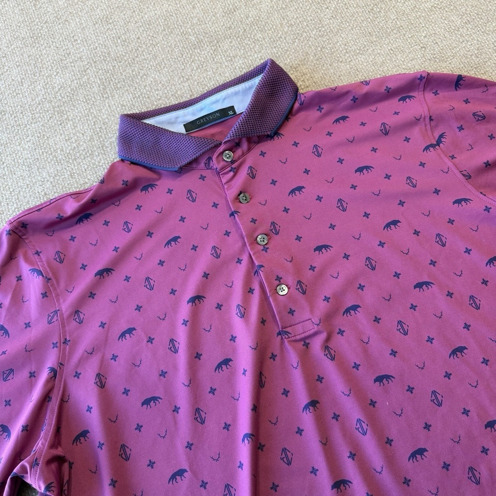 Greyson Golf SS‎ Dark Pink & Navy Polo Shirt Size XL "Wolves"